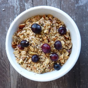 granola with blueberries